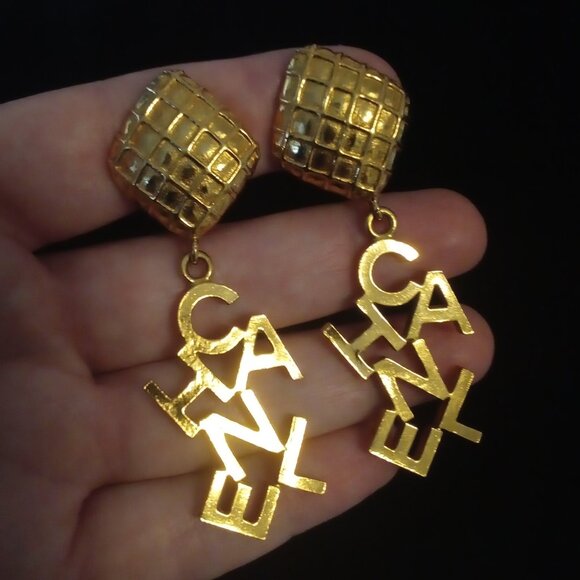 Chanel Vintage Dangle Earrings Clip-On Rare - Picture 12 of 17